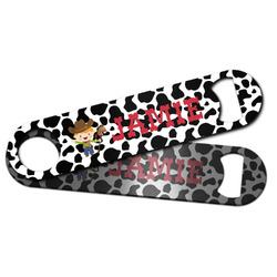 Cowprint w/Cowboy Bar Bottle Opener w/ Name or Text