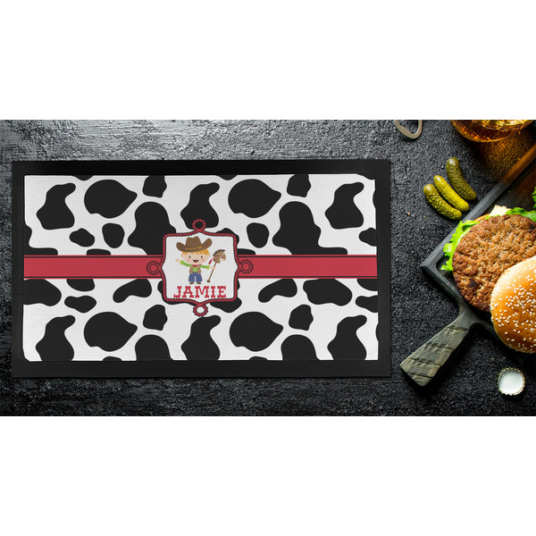 Cowprint w/Cowboy Bar Mat - Small - LIFESTYLE