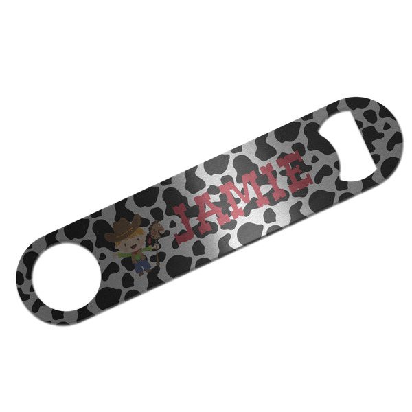 Cowprint w/Cowboy Bar Opener - Silver - Front