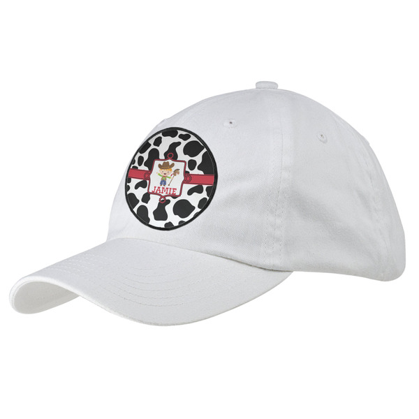 Custom Cowprint w/Cowboy Baseball Cap - White (Personalized)