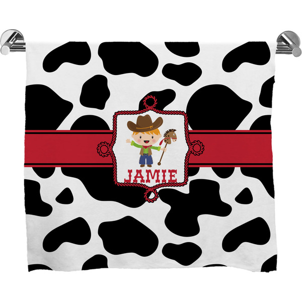 Custom Cowprint w/Cowboy Bath Towel (Personalized)