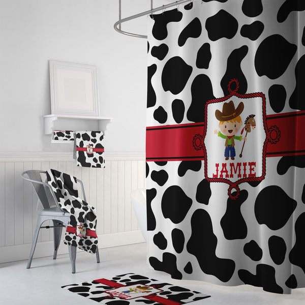 Cowprint w/Cowboy Bath Towel Sets - 3-piece - In Context