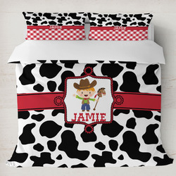 Cowprint w/Cowboy Duvet Cover Set - King (Personalized)