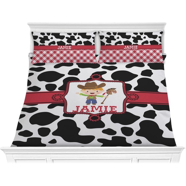 Custom Cowprint w/Cowboy Comforter Set - King (Personalized)
