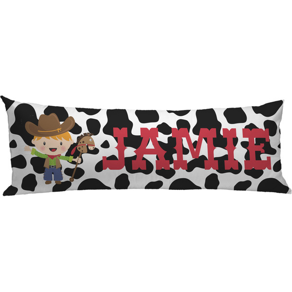 Custom Cowprint w/Cowboy Body Pillow Case (Personalized)