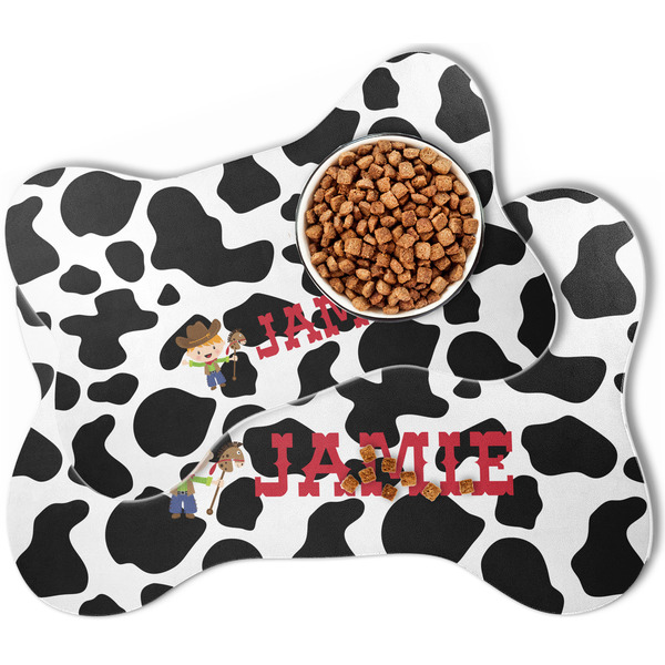 Cowprint w/Cowboy Bone Shaped Dog Mats - MAIN