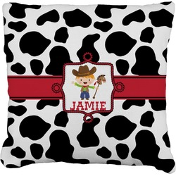 Cowprint w/Cowboy Faux-Linen Throw Pillow 18" (Personalized)