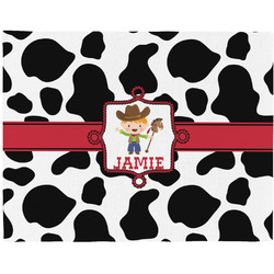 Cowprint w/Cowboy Woven Fabric Placemat - Twill w/ Name or Text