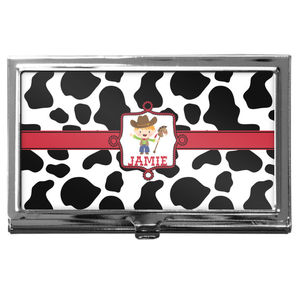 Custom Cowprint w/Cowboy Business Card Case
