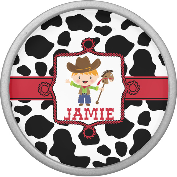 Cowprint w/Cowboy Cabinet Knob - Nickel - Front