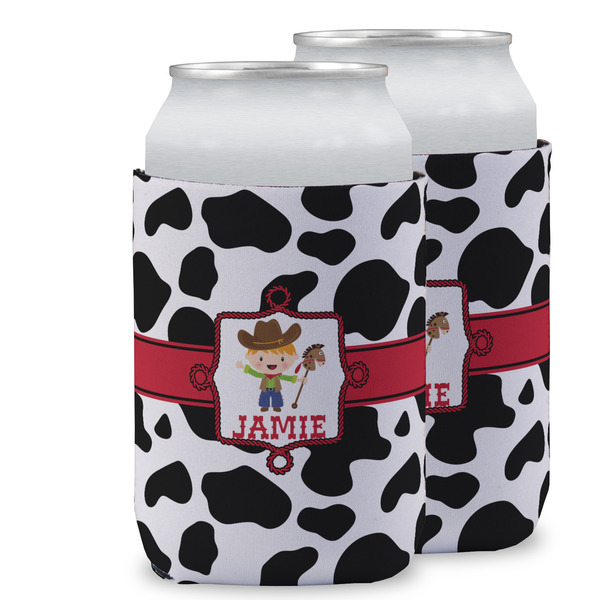 Custom Cowprint w/Cowboy Can Cooler (12 oz) w/ Name or Text