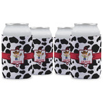 Cowprint w/Cowboy Can Cooler (12 oz) - Set of 4 w/ Name or Text