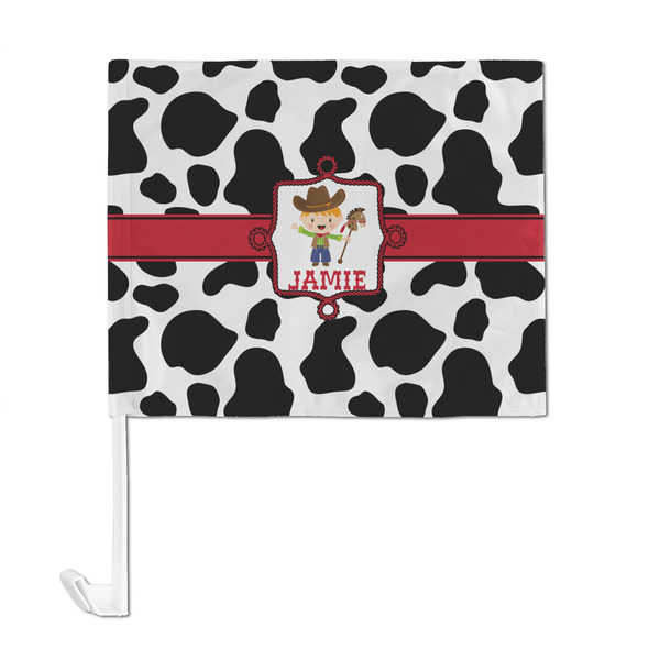 Cowprint w/Cowboy Car Flag - Large - FRONT