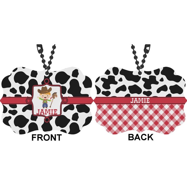 Cowprint w/Cowboy Car Ornament (Approval)