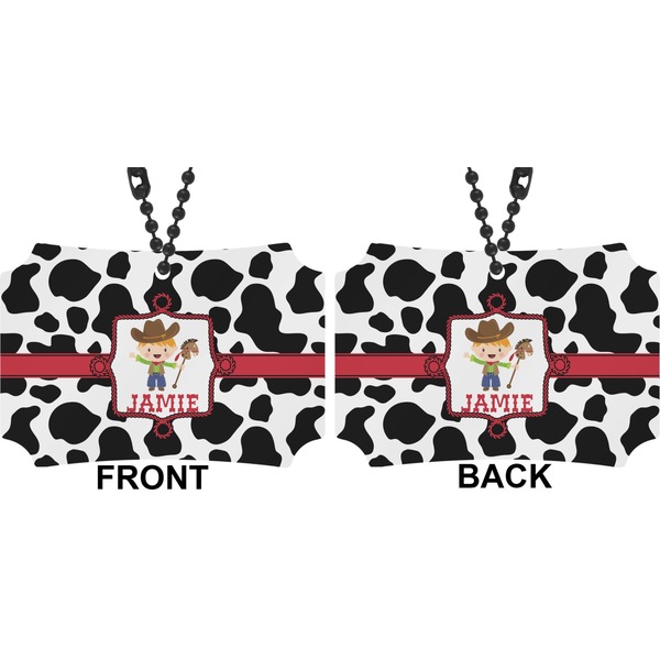 Cowprint w/Cowboy Car Ornament - Berlin (Approval)