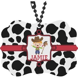 Cowprint w/Cowboy Rear View Mirror Decor (Personalized)