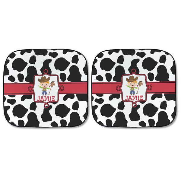 Cowprint w/Cowboy Car Sun Shades - FRONT
