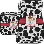 Cowprint w/Cowboy Car Floor Mats Set - 2 Front & 2 Back (Personalized)