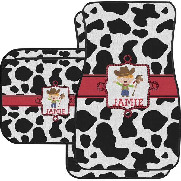 Cowprint w/Cowboy Custom Car Floor Mats (Back Seat)