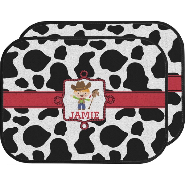 Cowprint w/Cowboy Custom Car Floor Mats (Back Seat)