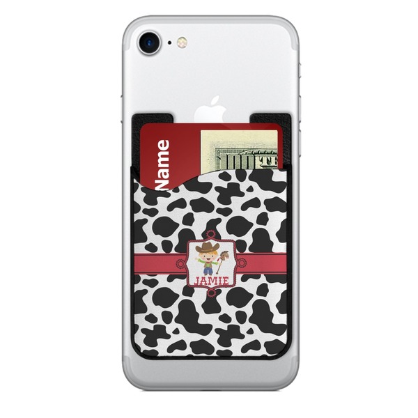 Custom Cowprint w/Cowboy 2-in-1 Cell Phone Credit Card Holder & Screen Cleaner (Personalized)
