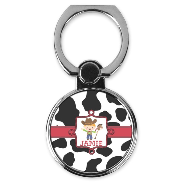 Custom Cowprint w/Cowboy Cell Phone Ring Stand & Holder (Personalized)
