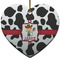 Cowprint w/Cowboy Ceramic Flat Ornament - Heart (Front)