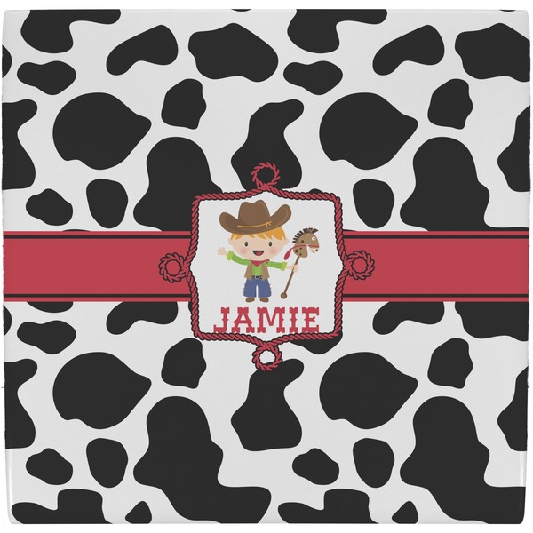 Custom Cowprint w/Cowboy Ceramic Tile Hot Pad (Personalized)