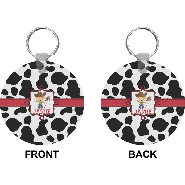 Cowprint w/Cowboy Circle Keychain (Front + Back)