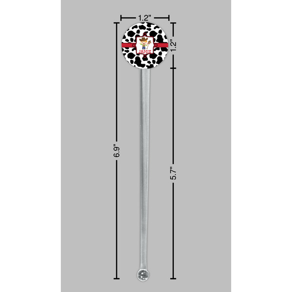 Cowprint w/Cowboy Clear Plastic 7" Stir Stick - Round - Dimensions