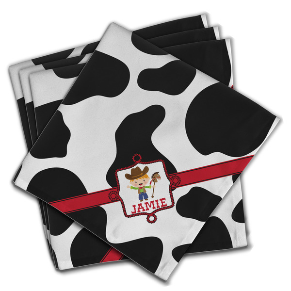 Cowprint w/Cowboy Cloth Napkins - Personalized Dinner (PARENT MAIN Set of 4)