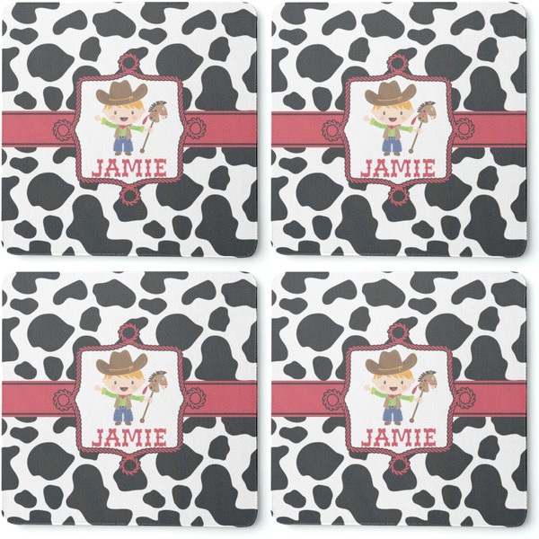 Cowprint w/Cowboy Coaster Rubber Back - Apvl