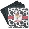 Cowprint w/Cowboy Square Rubber Backed Coasters - Set of 4 (Personalized)