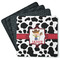 Cowprint w/Cowboy Square Rubber Backed Coasters - Set of 4 (Personalized)