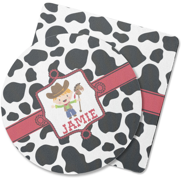 Custom Cowprint w/Cowboy Rubber Backed Coaster (Personalized)