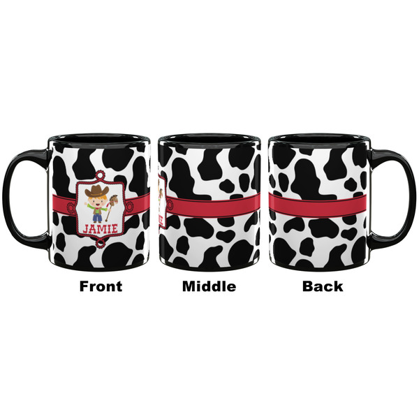 Cowprint w/Cowboy Coffee Mug - 11 oz - Black APPROVAL