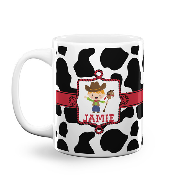 Custom Cowprint w/Cowboy Coffee Mug (Personalized)