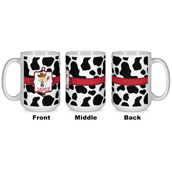 Cowprint w/Cowboy Coffee Mug - 15 oz - White APPROVAL