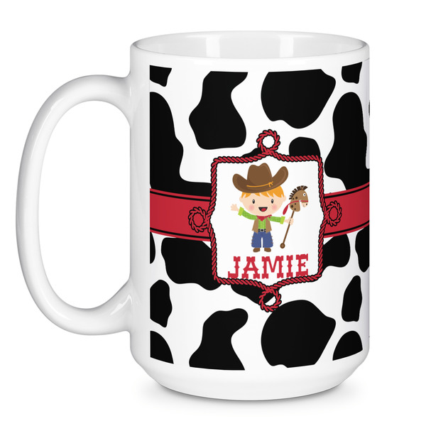 Cowprint w/Cowboy Coffee Mug - 15 oz - White