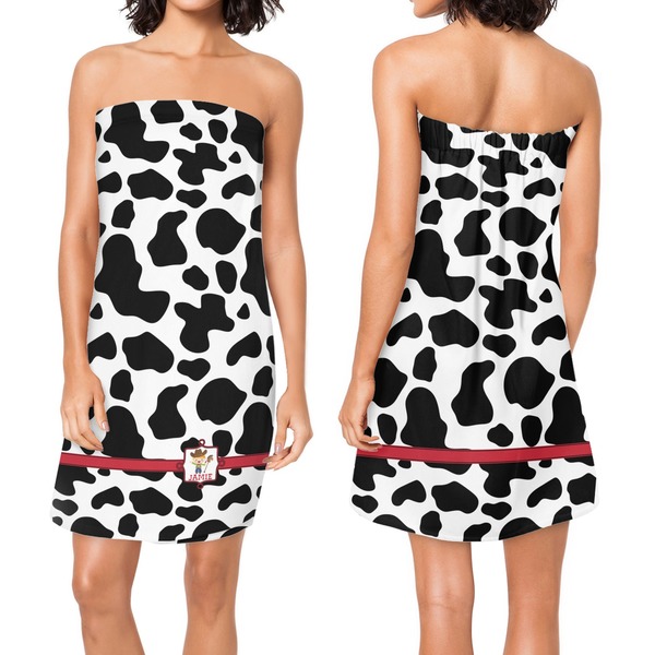 Cowprint w/Cowboy Custom Bath Wrap - Front & Back View