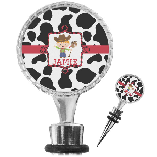 Custom Cowprint w/Cowboy Wine Bottle Stopper (Personalized)