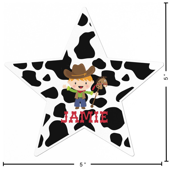 Cowprint w/Cowboy Custom Shape Iron On Patches - L - APPROVAL