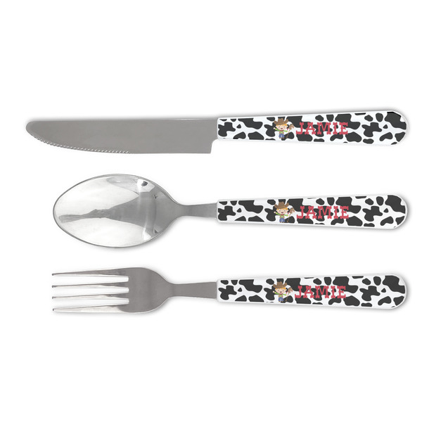 Custom Cowprint w/Cowboy Cutlery Set (Personalized)