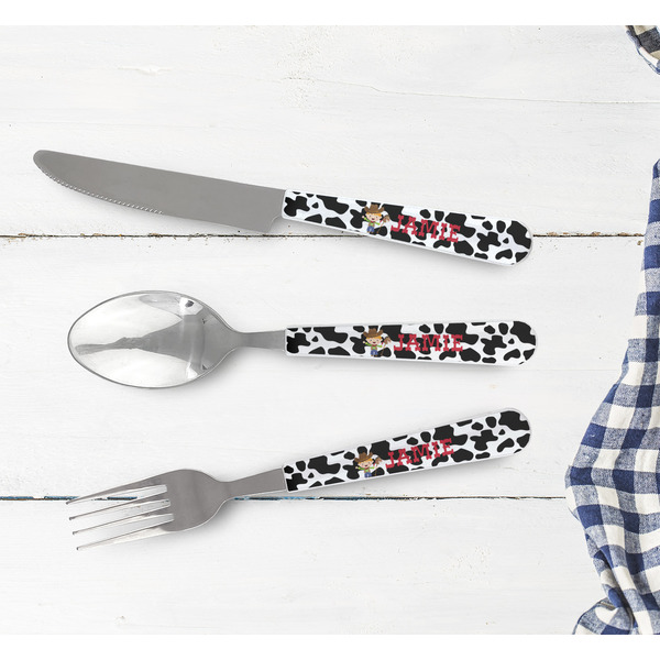 Cowprint w/Cowboy Cutlery Set - w/ PLATE