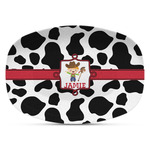 Cowprint w/Cowboy Plastic Platter - Microwave & Oven Safe Composite Polymer (Personalized)