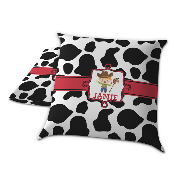Cowprint w/Cowboy Decorative Pillow Case - TWO