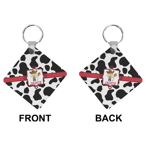 Cowprint w/Cowboy Diamond Keychain (Front + Back)