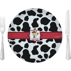 Cowprint w/Cowboy 10" Glass Lunch / Dinner Plates - Single or Set (Personalized)