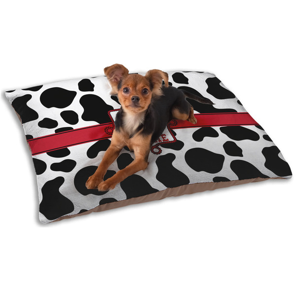 Custom Cowprint w/Cowboy Dog Bed - Small w/ Name or Text