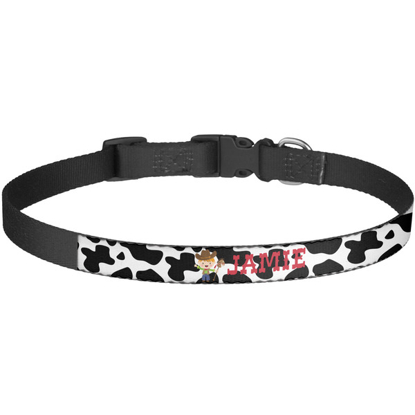 Custom Cowprint w/Cowboy Dog Collar - Large (Personalized)